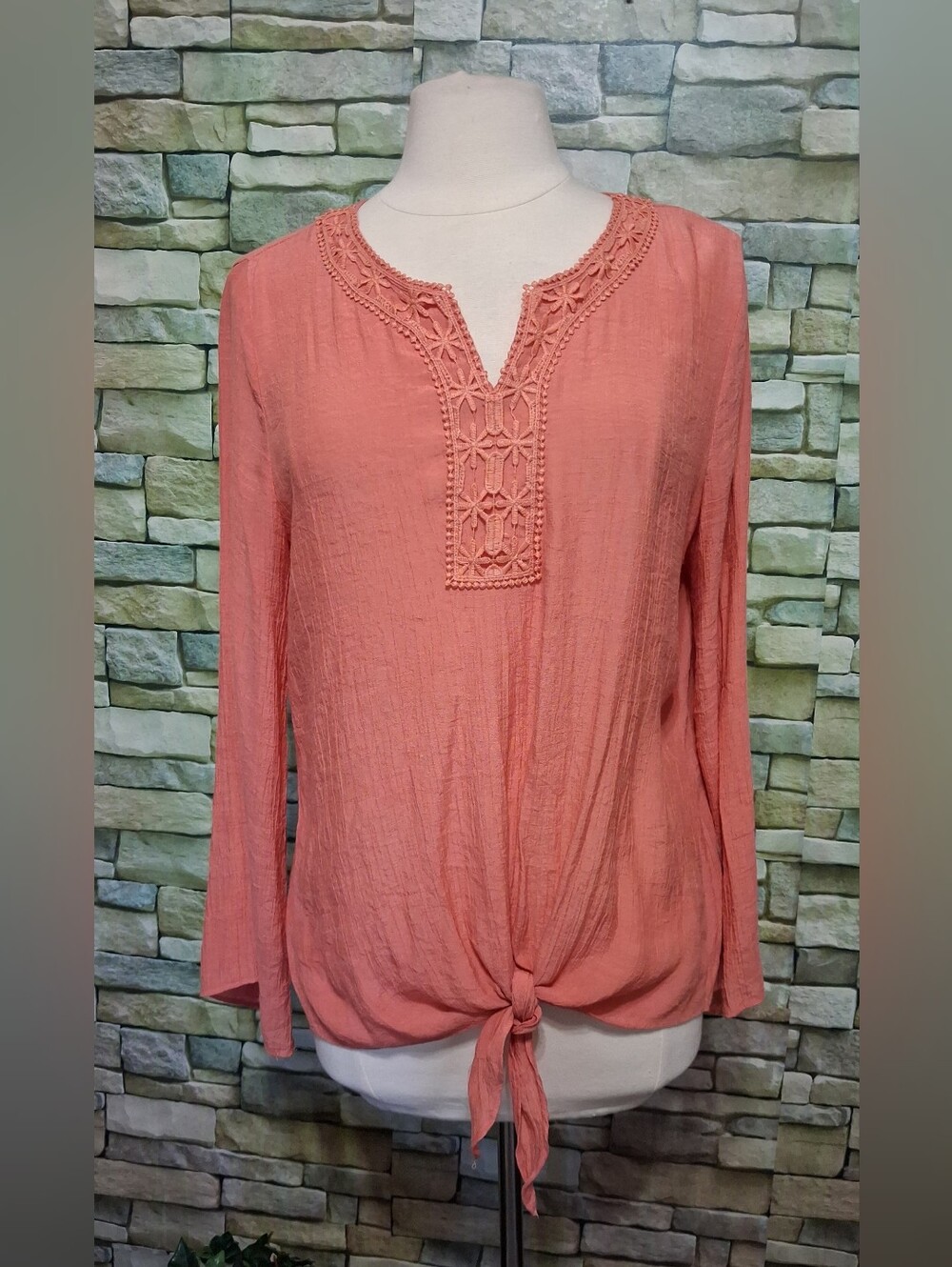 Robert Louis Peach Tie Front Blouse